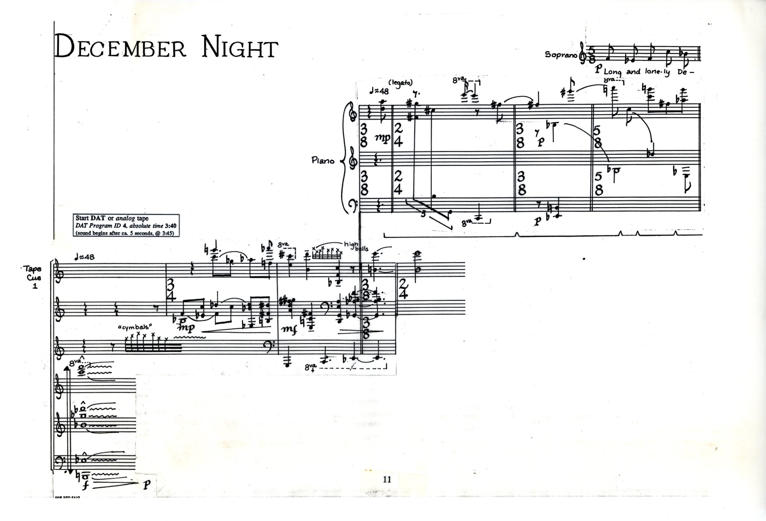 Spring Winds, ink score, page 11 (movement 2)