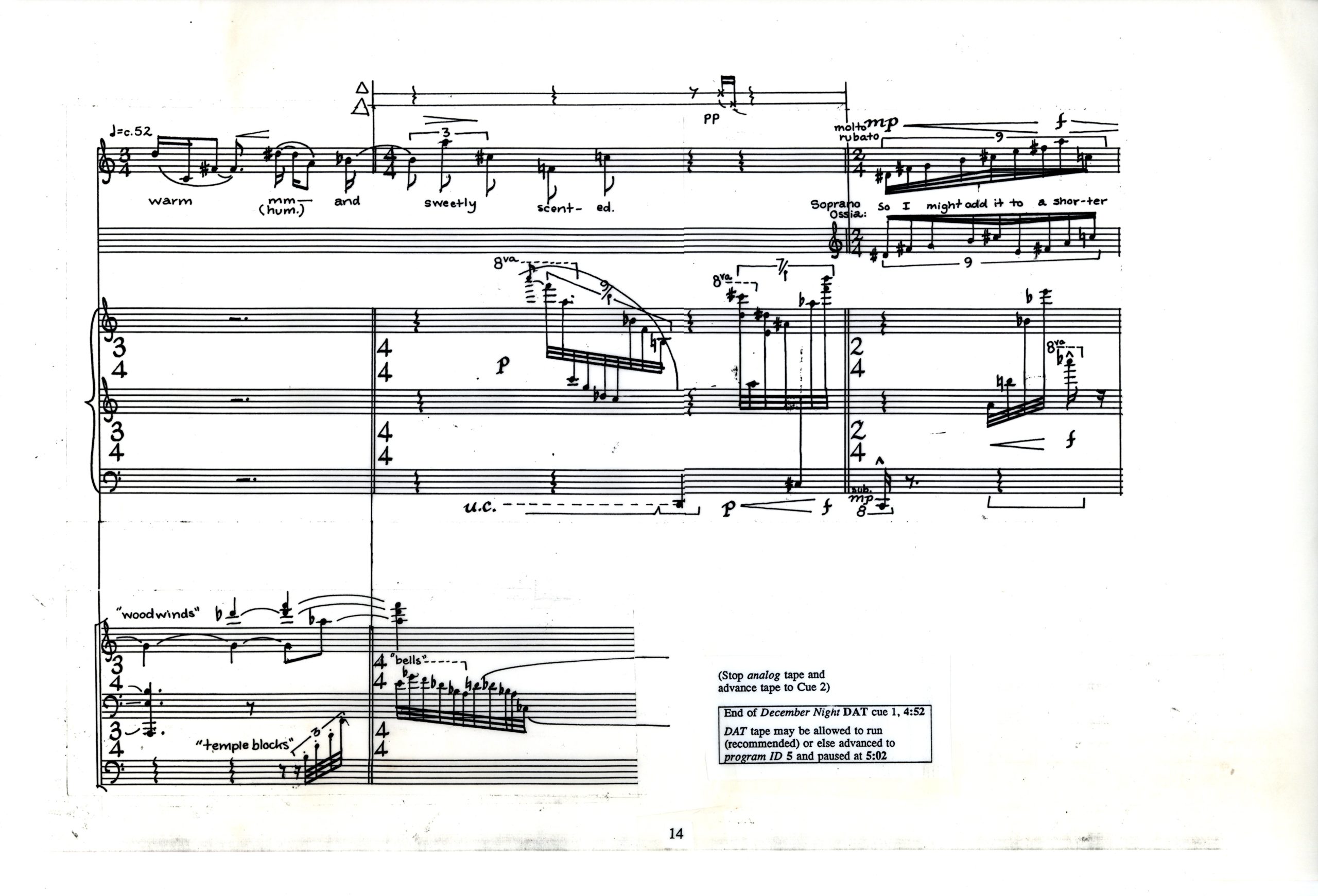 Spring Winds, ink score, page 14 (movement 2)