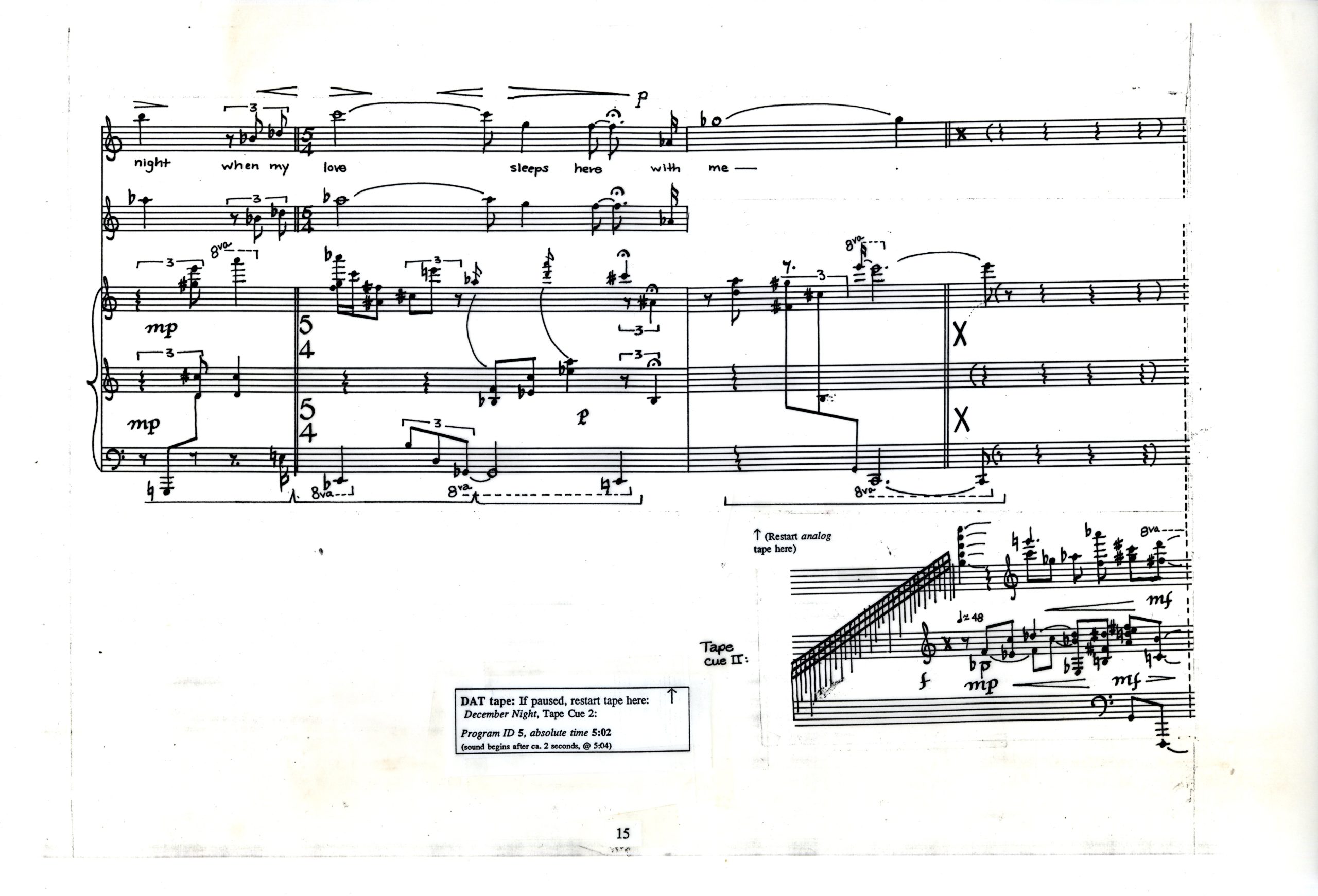 Spring Winds, ink score, page 15 (movement 2)