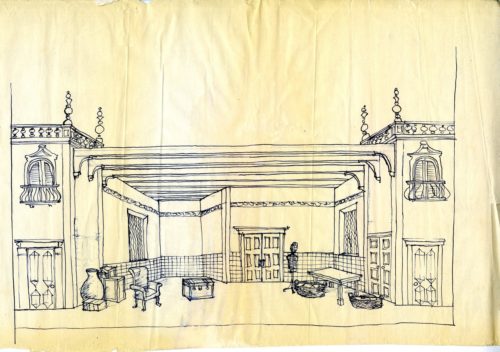 Stage set rendering for Act I Stage set rendering for Act I