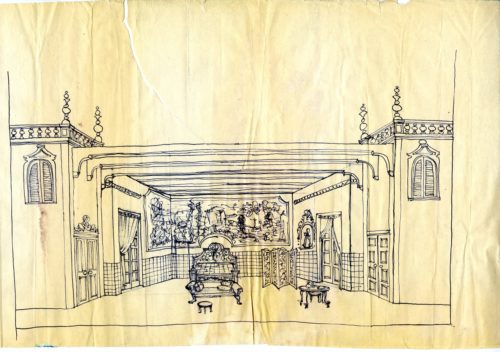 Stage set rendering for Act II Stage set rendering for Act II