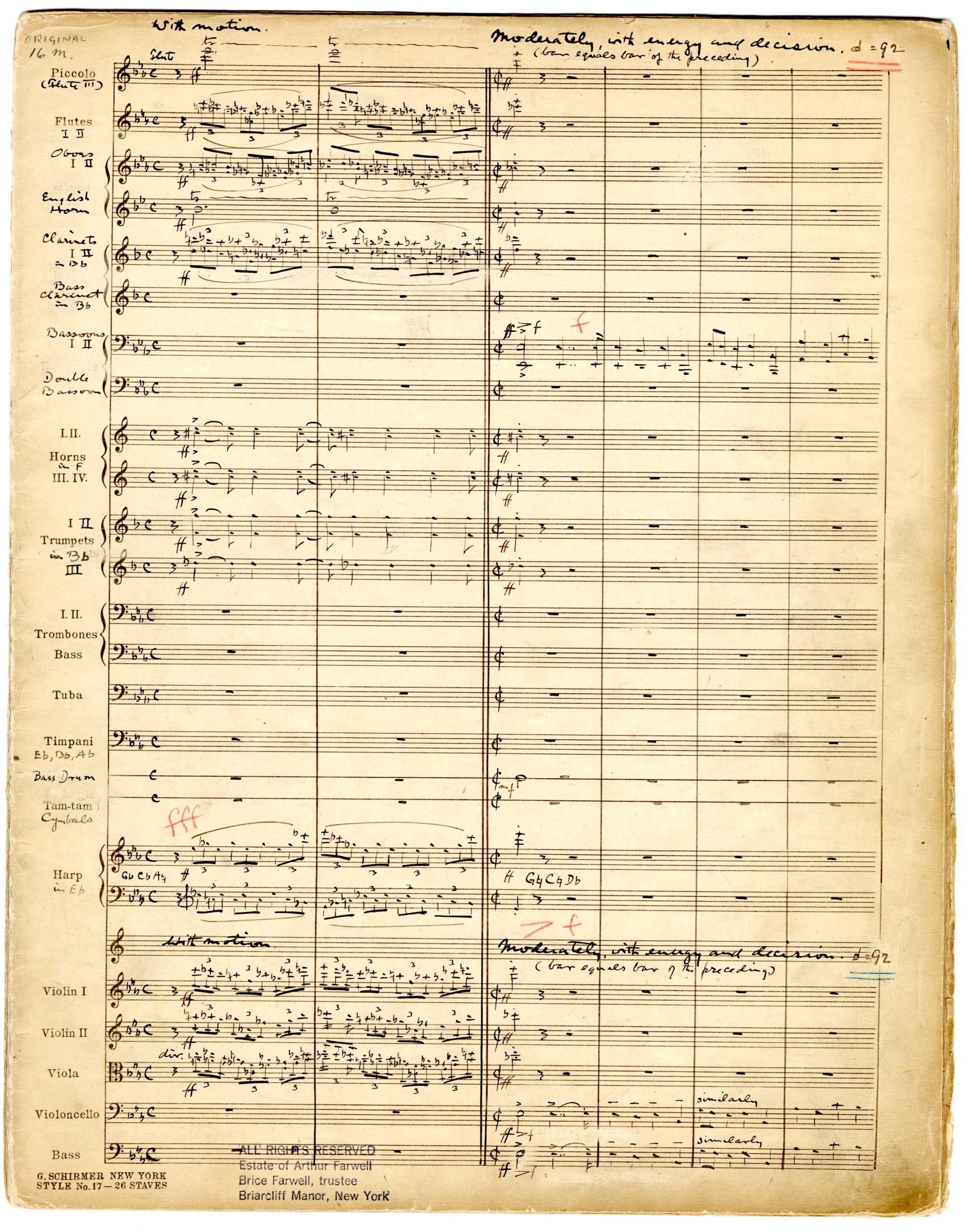 Symbolic Study No. 3 score in ink, page 1. Symbolic Study No. 3 score in ink, page 1.