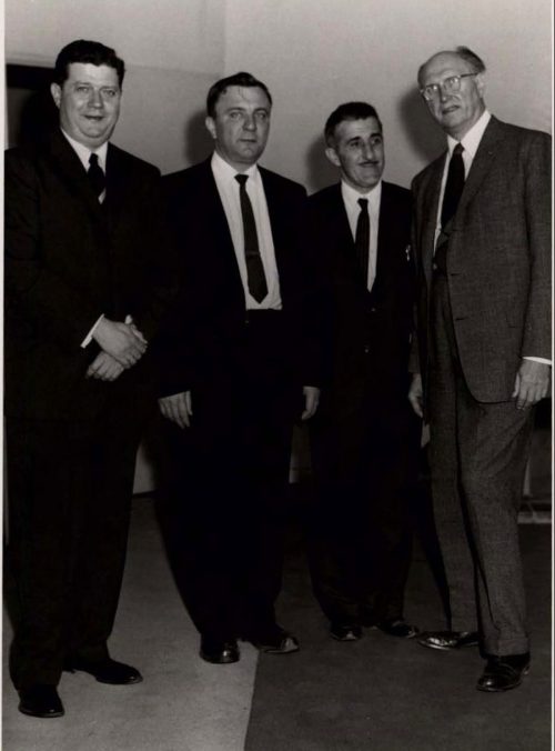 The Eastman String Quartet. From left to right, Francis Bundra, Joseph Knitzer, John Celentano, Georges Miquelle. John Celentano Collection.