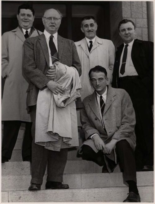The members of the Eastman String Quartet with their attaché during their 1960 tour.