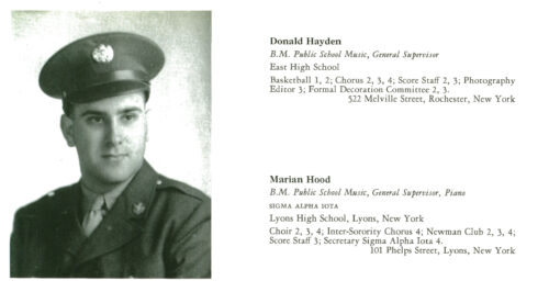 ► from The Score 1943, senior Donald Haley, in uniform (one .JPG) CAPTION: One of the first from the Eastman School to enlist, Senior Donald Haley was photographed in uniform for his senior photo in The Score 1943.