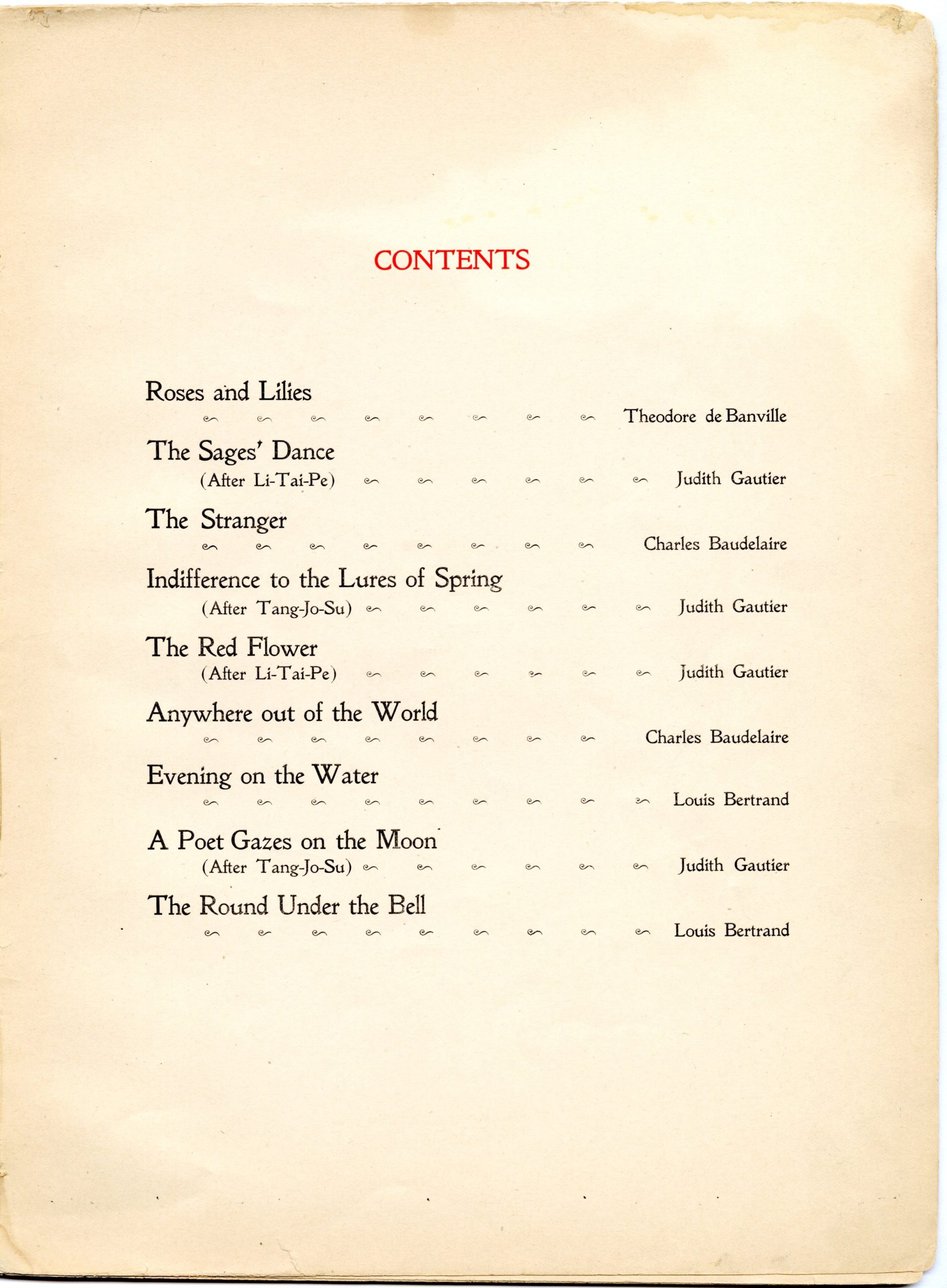 Table of contents from Tone Pictures score.