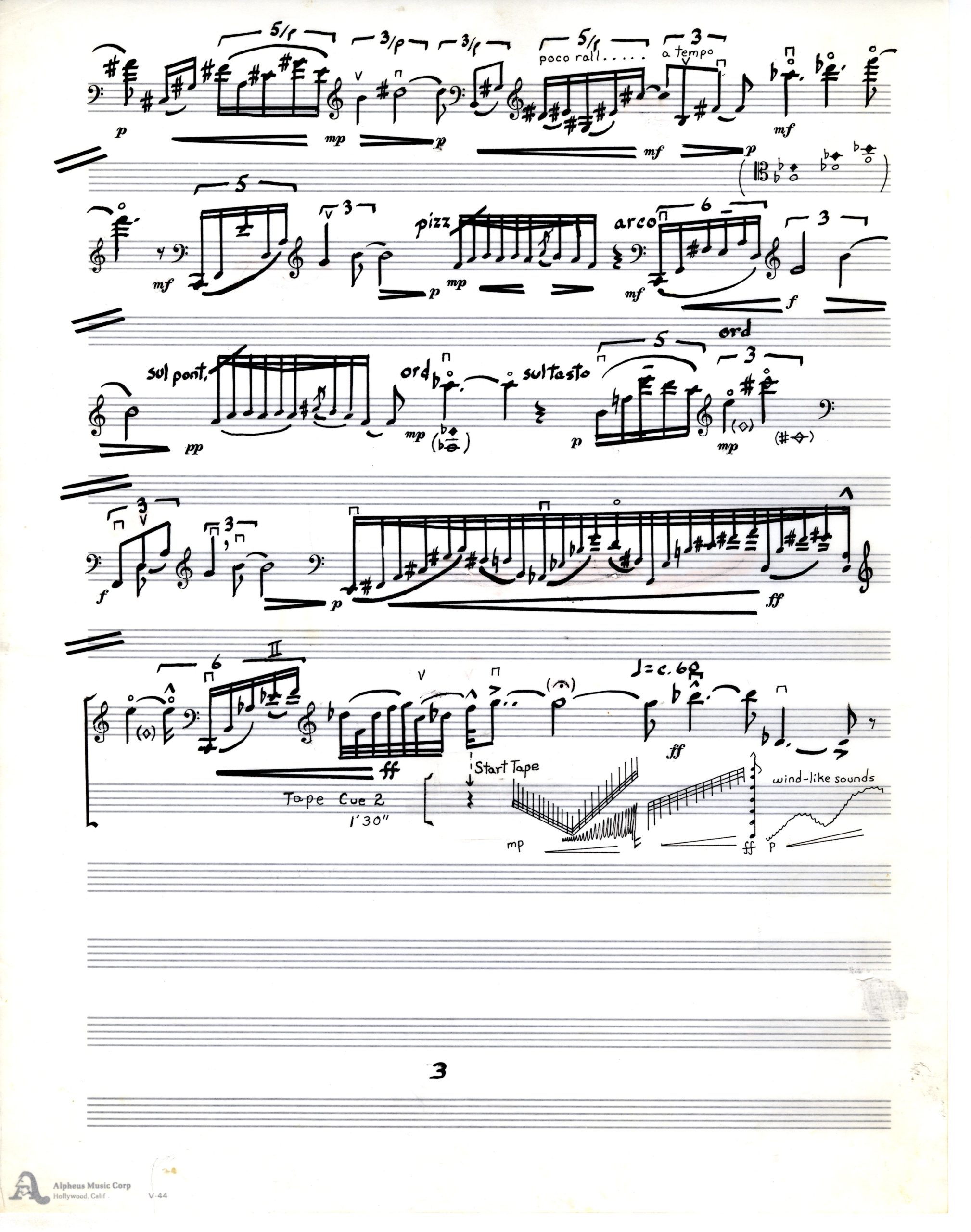 Tremor of Night and Day, ink score, page 3