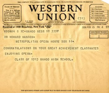 telegram: Wahoo High School class of 1913