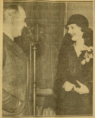 A. J. Warner with Bettina Hall, from press clipping dated March 21, 1933. From A. J. Warner Collection, Box 4, Scrapbook 10.
