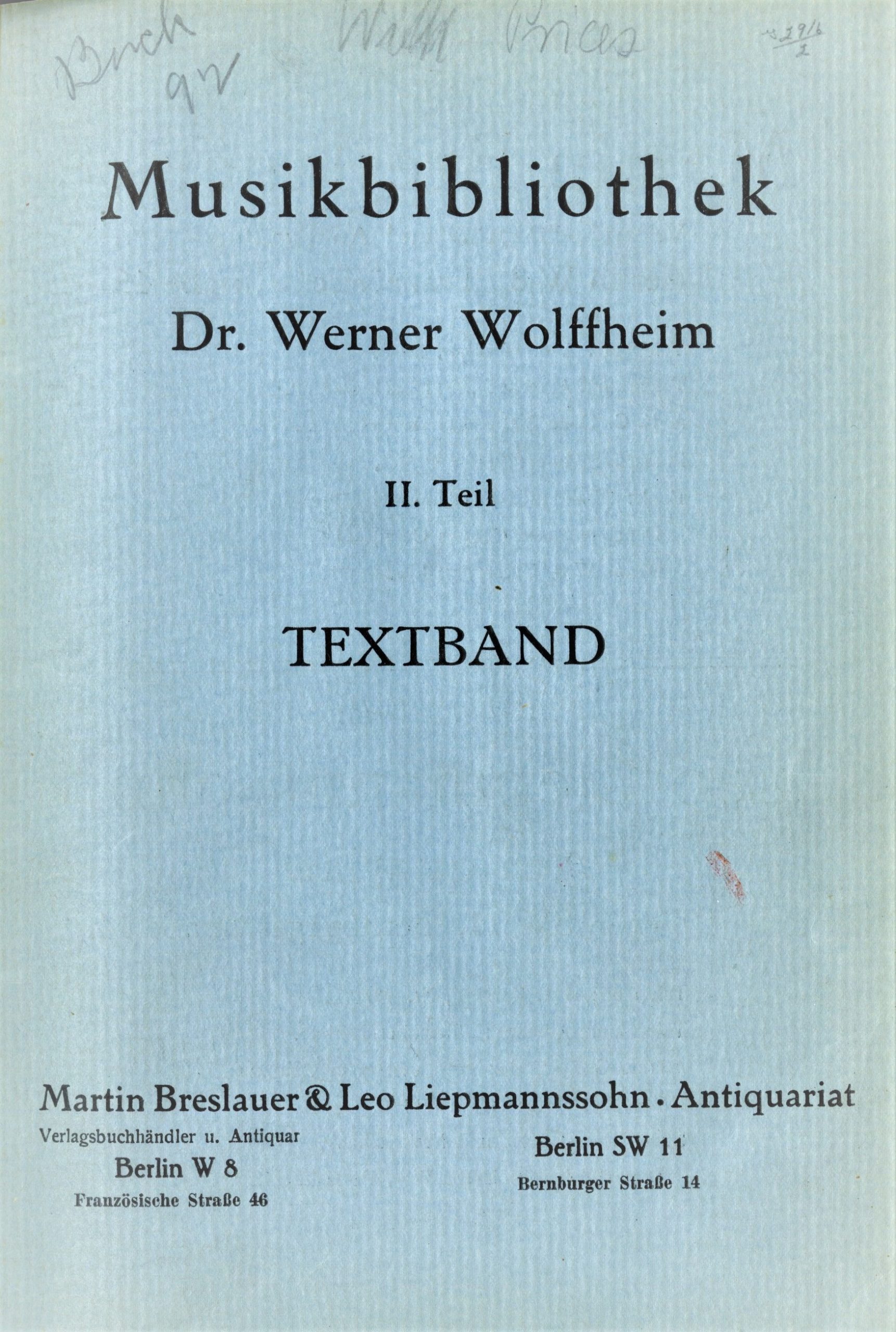 Wolffheim auction catalog vol 2, cover