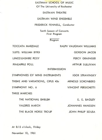 concert program, 1961 November 10 EWE concert program, 1961 November 10 EWE