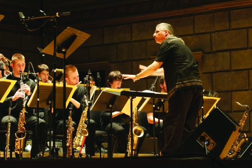 Eastman director Dave Rivello conducting in Kodak Hall. June 2007.