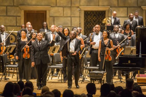 Musicians in the 2017 Gateways Music Festival orchestra perform in the final concert in Kodak Hall photo