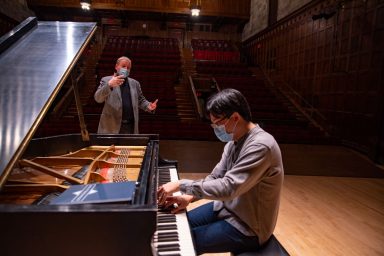 Humphreys and Qisheng Ye during rehearsal at Kilbourn Hall.