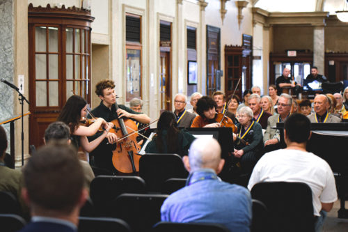 The Maple Quartet performs during Meliora Weekend 2023 in Lowry Hall