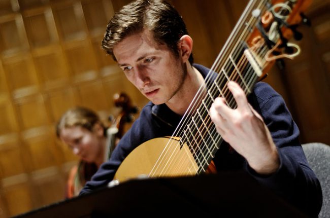 A student lutenist performs in Eastmanâs Collegium Musicum, devoted to historically informed performance of Renaissance and Baroque music. A student lutenist performs in Eastmanâs Collegium Musicum, devoted to historically informed performance of Renaissance and Baroque music.