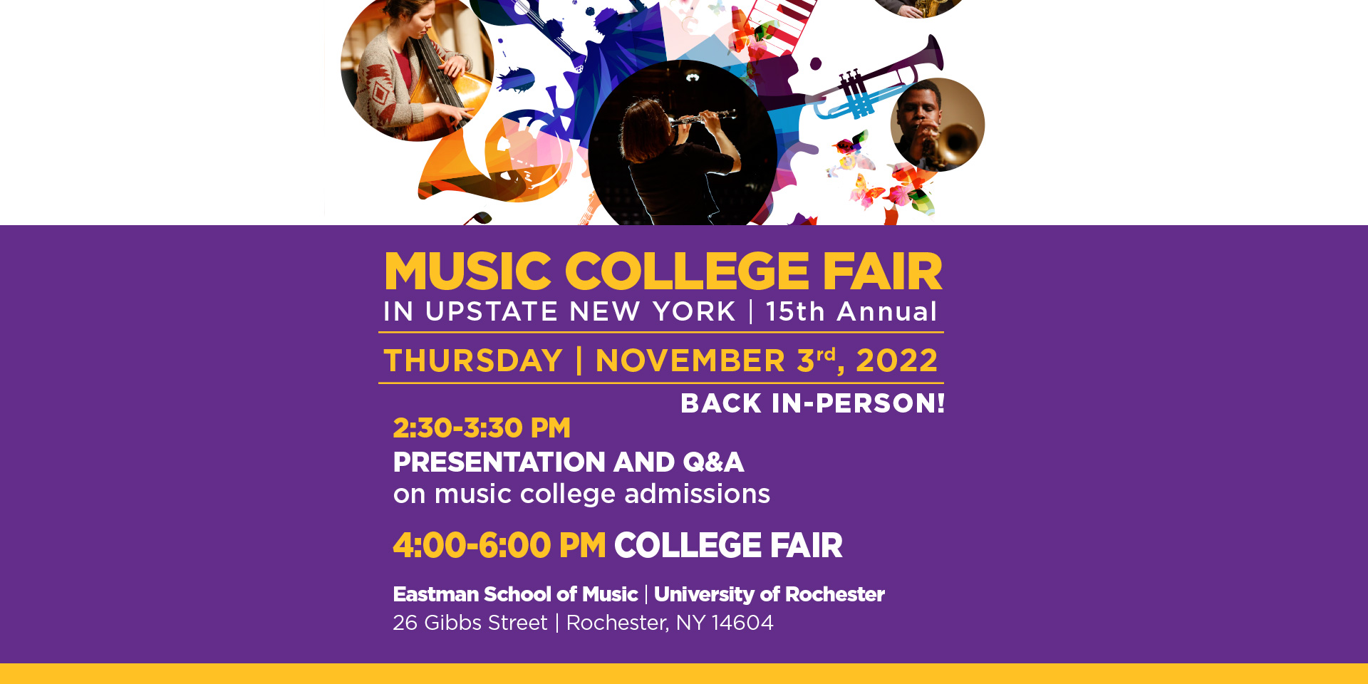 Poster for Upstate New York Music College Fair