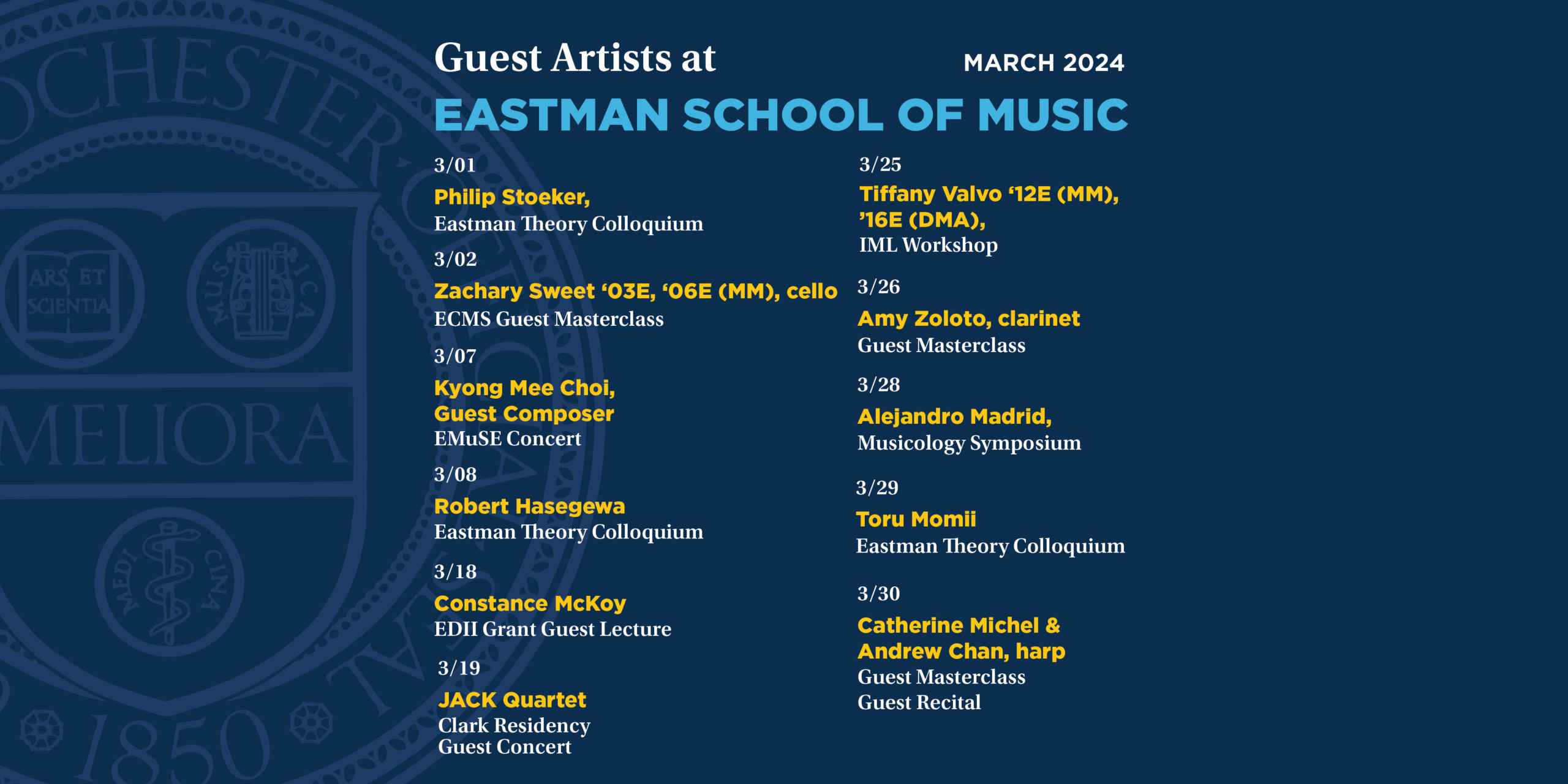 March Guest Artists graphic