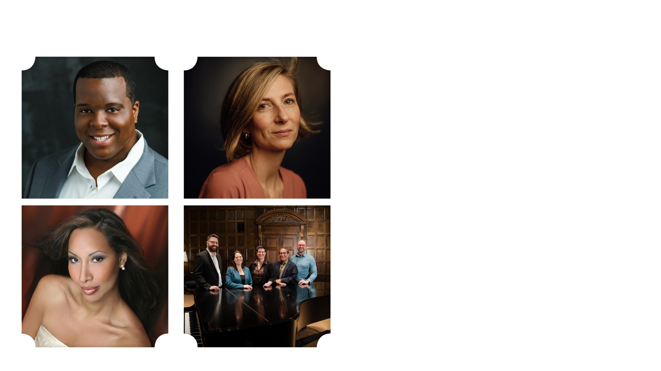 Images of Joshua Conyers, Kiera Duffy, Nicole Cabell and Piano Accompanists