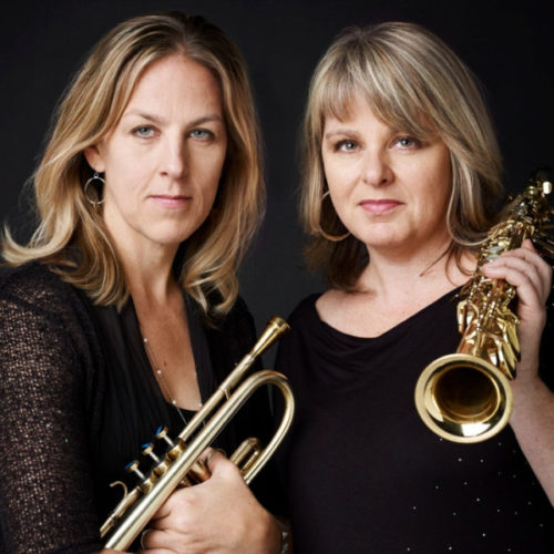 Sisters Christine Jensen, assistant professor of jazz saxophone, and Ingrid Jensen, an accomplished jazz trumpeter.