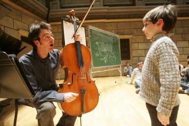 Cellist Jason Duckles of the Amelia Trio