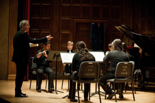 American pianist Jeremy Denk conducts a master class for Eastman students.
