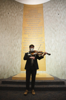 Violinist in the chapel.