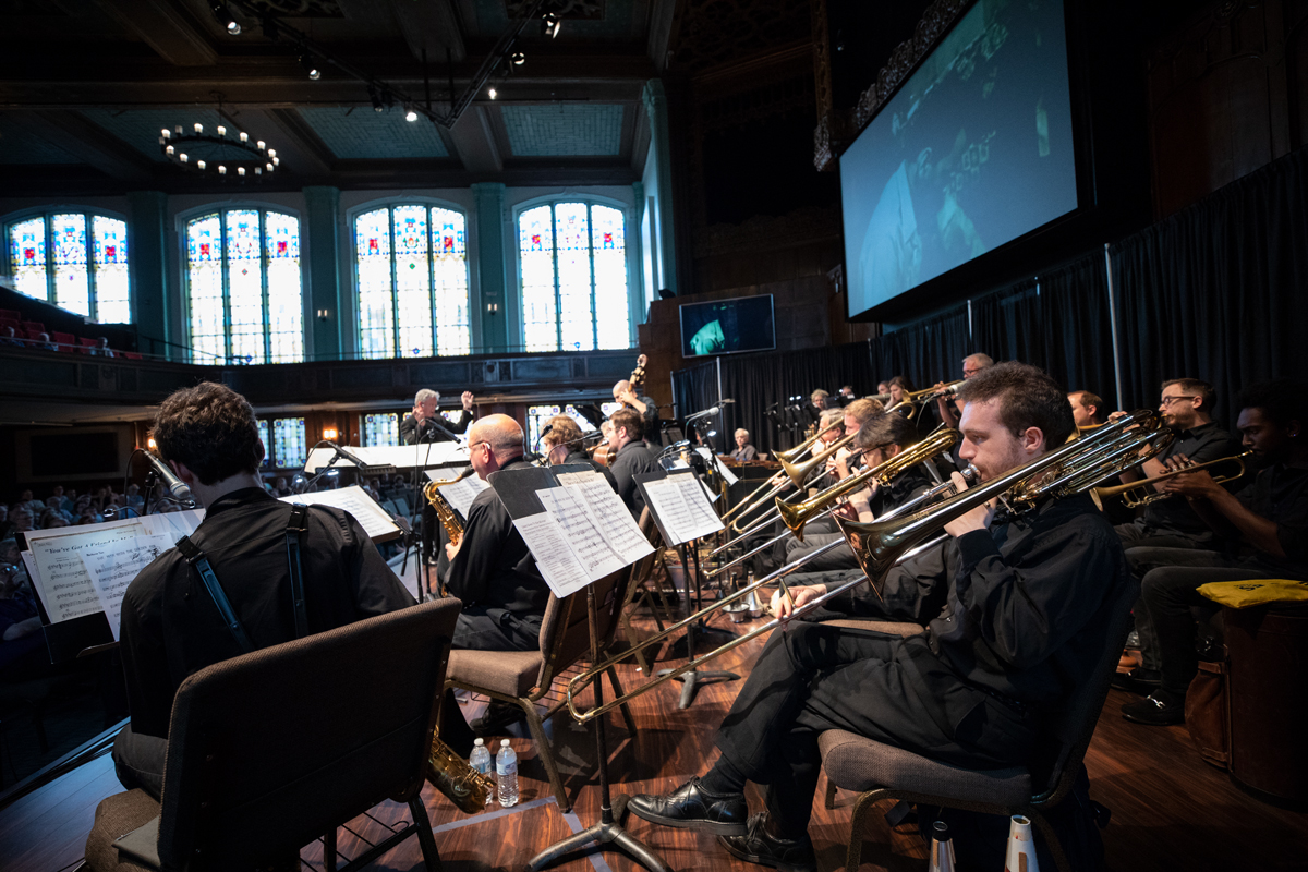 Eastman Goes To the Movies performance trombone section