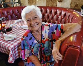 Alumna Gloria Mikialian '45E at her 100th birthday party.