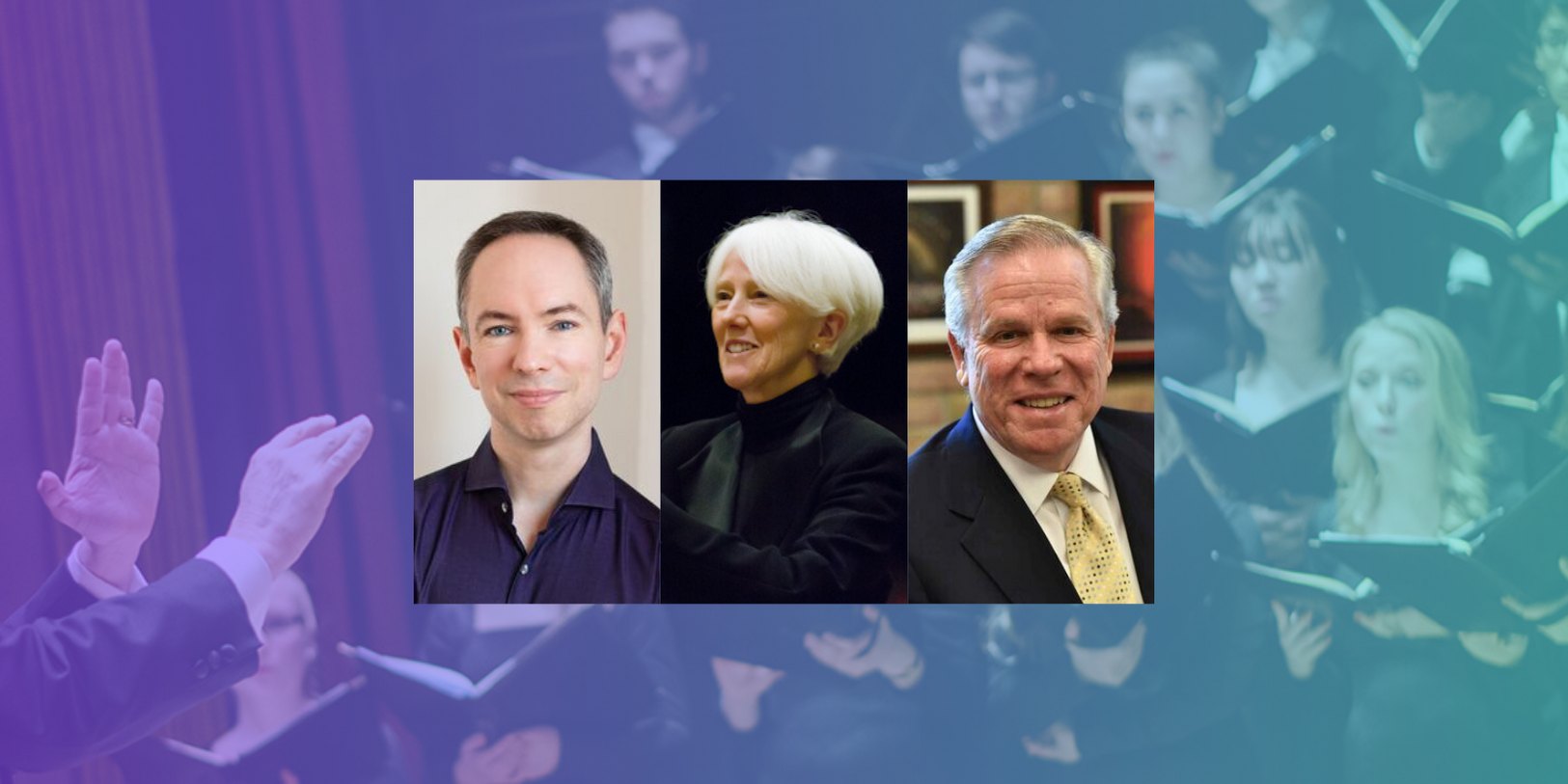 Pictured: Spring 2024 guest choral professors. Eastman alumnus Gregory Ristow, ’04E (MM/MA), ’11E (DMA) from Oberlin Conservatory; Marguerite Brooks from the Yale School of Music; and Jerry Blackstone from the University of Michigan