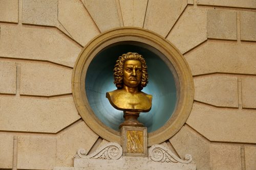 Photo of bust of Johann Sebastian Bach in Kodak Hall