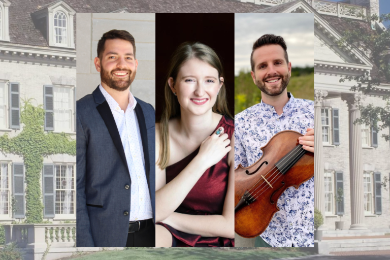 Pianist Brock Tjosvold, vocalist Kyrsten Chambers Jones, and violist Ryan Hardcastle perform works by Rebecca Clarke at the George Eastman House, reprising a 1923 concert.