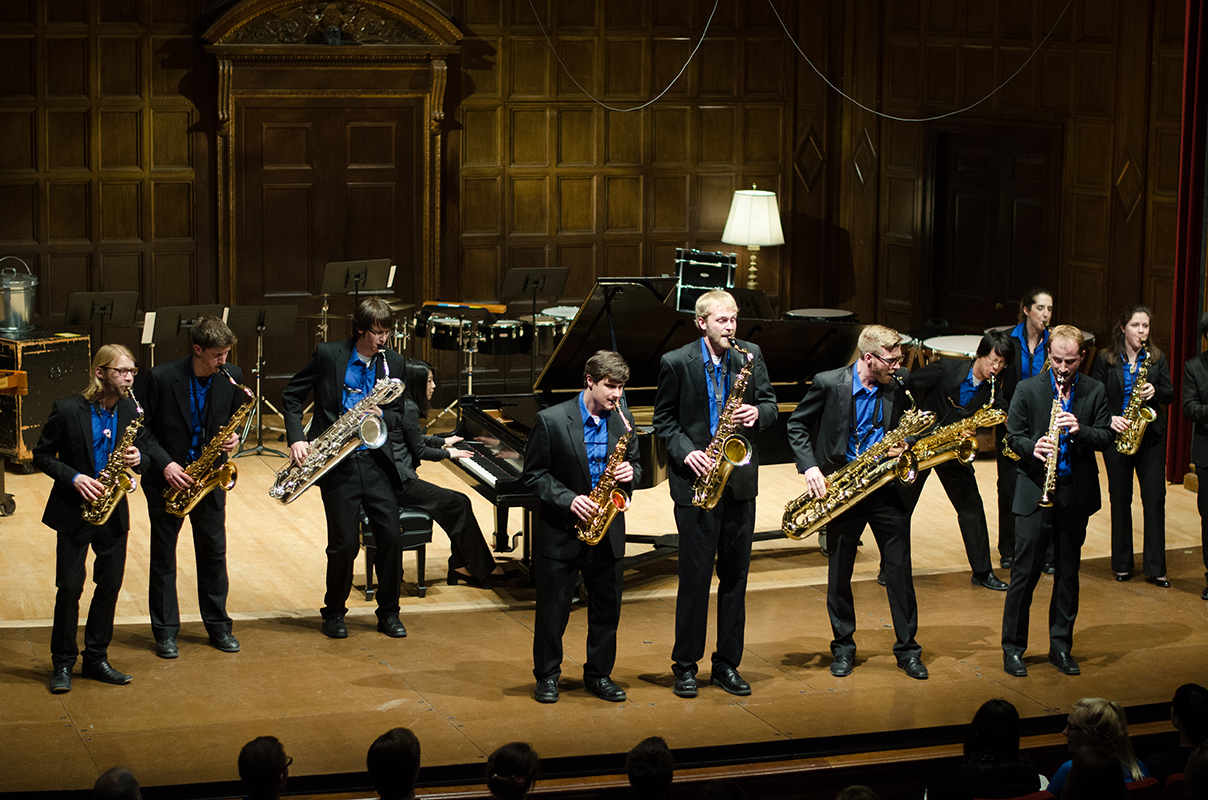 Saxophone students in Kilbourn Hall