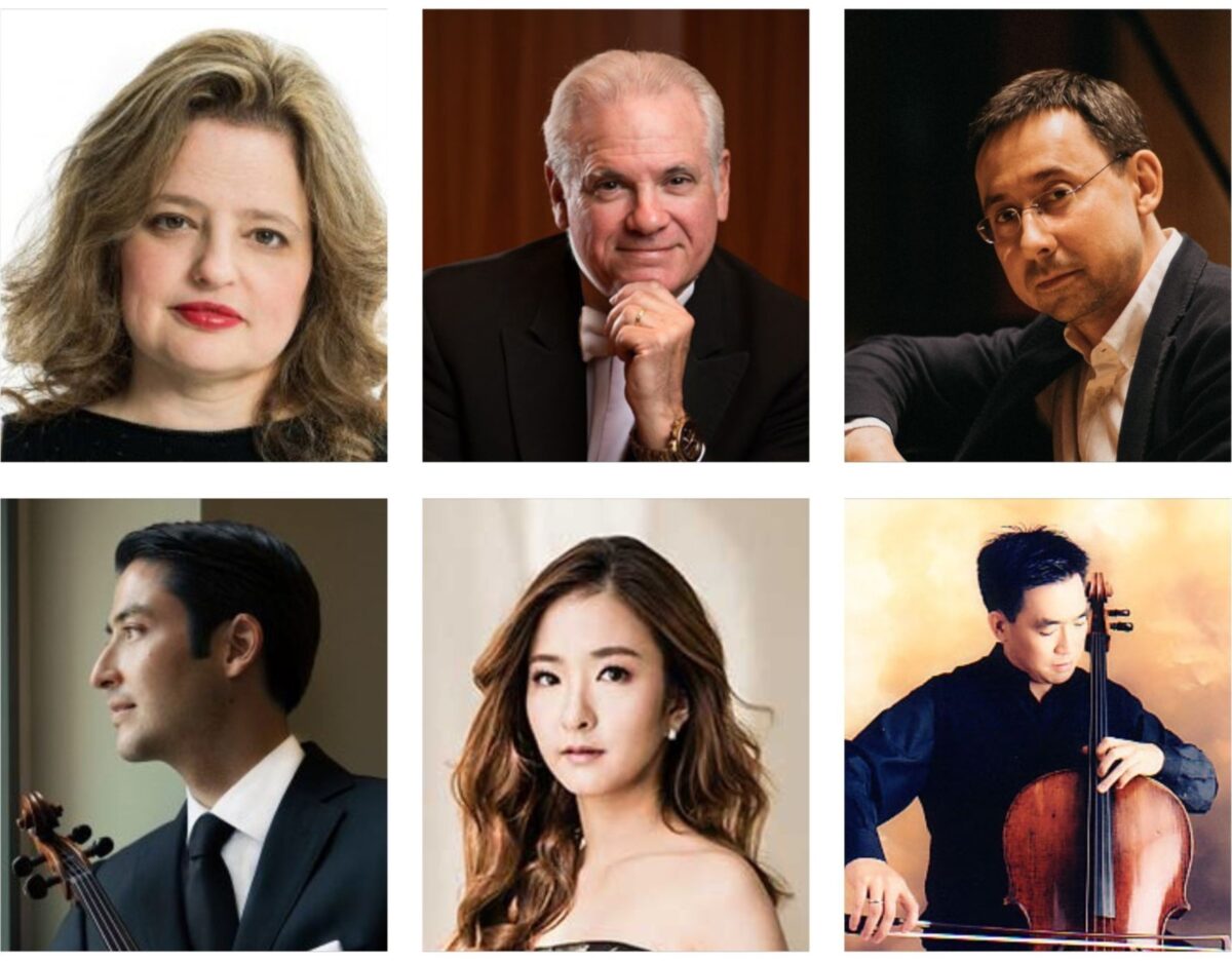 Eastman's faculty, including, from left to right, top to bottom: Renée Jolles, Neil Varon, Alexander Kobrin, Masumi Per Rostad, YooJin Jang, and David Ying