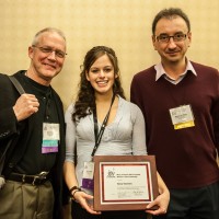 Alexa Tarantino at the Jazz Education Network annual conference with Clay Jenkins, left, and Dariusz Terefenko