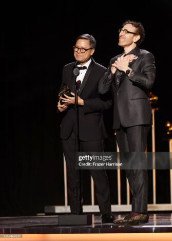 Gavin Chuck and Alan Pierson accept the Best Chamber Music/Small Ensemble Performance award onstage.