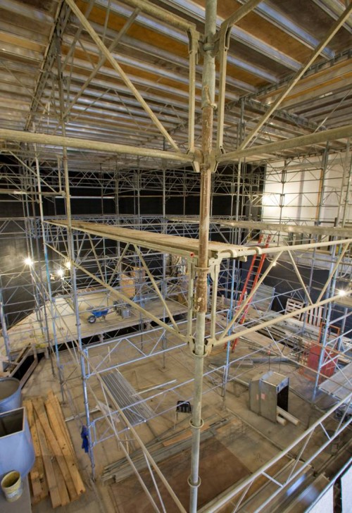 Scaffolding fills Hatch Recital Hall