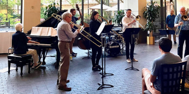 trombone-inst_newssize-v3 trombone players in atrium